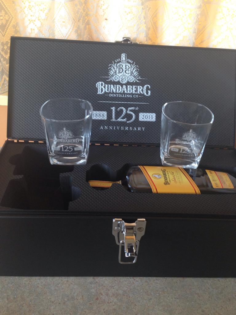 Bundaberg RUM 125TH Anniversary Tool Box and Glass SET